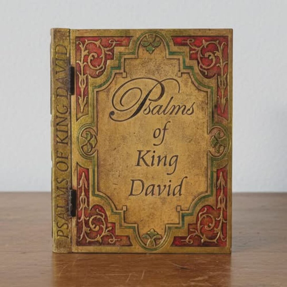 Psalms of King David Ceramic Trinket Box Hinged Book Box Religious Relief Decor